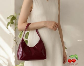 Red Patent Leather Shoulder Bag: Glossy Evening Purse