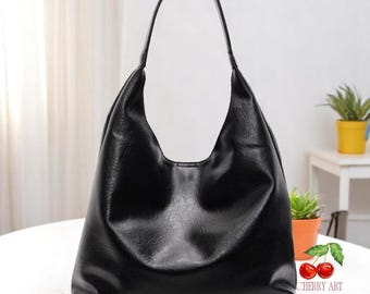 Bolso hobo holgado de piel vegana con cartera a juego