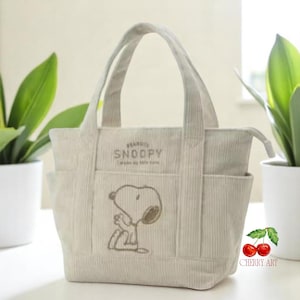 Bolso de pana de Snoopy / Bolso de mano con dibujos animados para niños y adolescentes / Bolso de estudiante de gran capacidad / Regalo personalizado para niñas y niños / Monedero kawaii