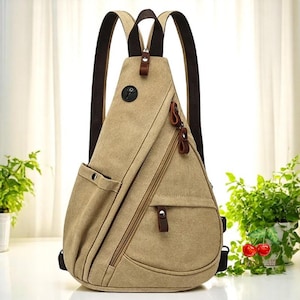 Canvas Retro Crossbody and Shoulder Bag | Unisex Messenger Chest Bag for Men & Women | Casual Backpack for Travel, Sport and Daily Use