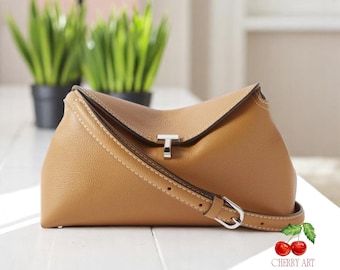 Grainy Leather Crossbody Bag for Women | Vintage Handmade Shoulder Purse | Elegant Daily Satchel | Small Minimalist Leather Handbag