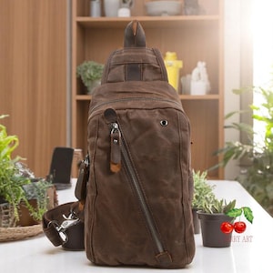 en toile pour homme | Sac poitrine à bandoulière rétro étanche | Sac à bandoulière et sac à dos unisexe | Essentiel de voyage | Cadeau pour lui