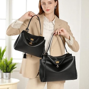 Spacious Genuine Leather Tote Bag, Soft Minimalist Shoulder Handbag, Elegant Everyday Commuter Tote, Women’s Leather Carryall