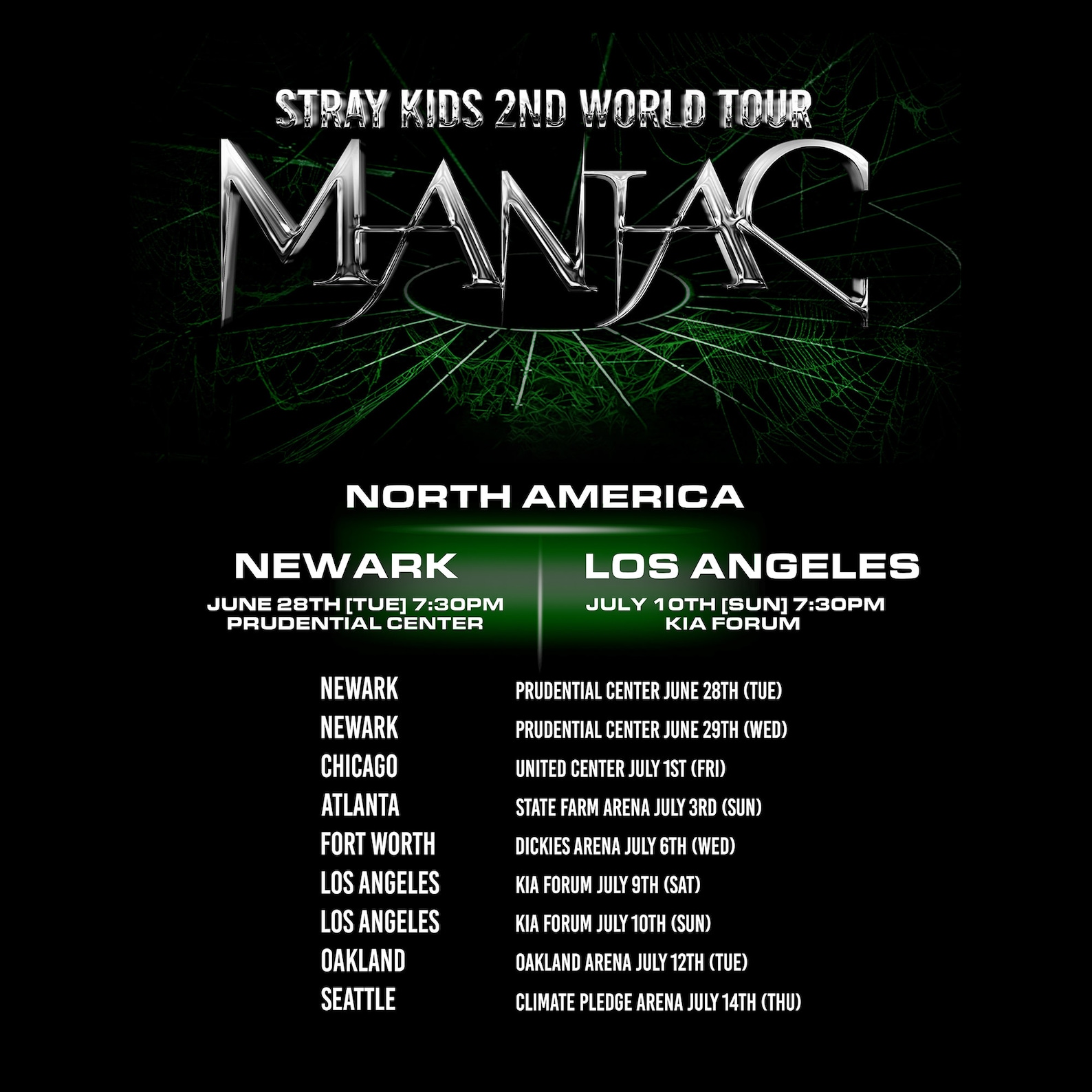 maniac tour song list