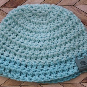 Light Turquoise Ombre Handmade Knit Newborn Hat