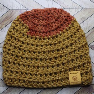 Preemie to Newborn Handmade Two toned knit beanie hat Corn harvest and Nutmeg