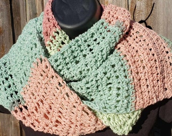 Multi-color Crochet Knit Scarf, Light Winter Scarf