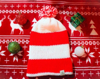 Candy Cane Winter Knit Hat