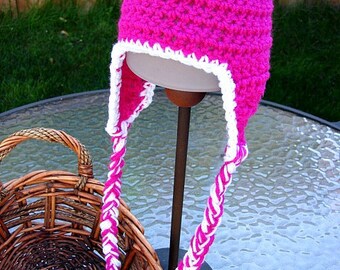 Hot Pinky Crochet Knit Baby Hat