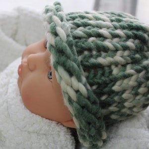 Multi- Green Newborn Baby Handmade Knit Hat