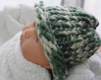 Multi- Green Newborn Baby Handmade Knit Hat