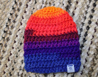 Preemie-newborn Handmade knit multicolored rainbow hat