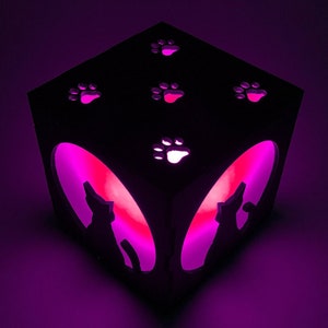 Kitty Cat Wood Lantern LED Light Cube Candle Box Cat Home Decor Nightlight Lamp image 2