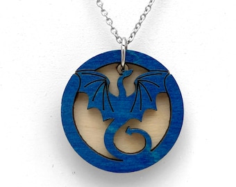 Dragon Essential Oil Necklace, Essential Oil Jewelry, Wood Dragon Pendant, Aromatherapy Necklace, Diffuser Necklace, Laser Cut Jewelry