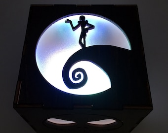 Nightmare Before Christmas Wood Lantern, LED Light Cube, Jack Skellingtion, Sally, Zero, Oogie Boogie,  LED Lamp, Light Box, Nightlight