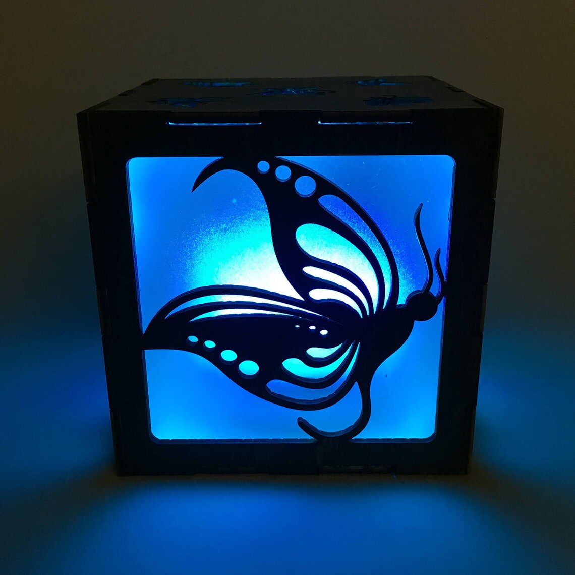Butterfly Wood Lantern Lamp with LED Light Fantasy Home Etsy