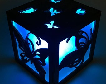 Butterfly Wood Lantern Lamp with LED Light - Fantasy Home Decor - Flutter Butterflies