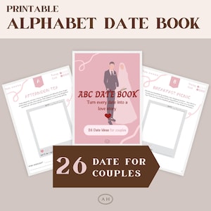 Datumboek alfabetparen – Afdrukbaar datum-ideeëndagboek, moslimparen, jubileumcadeau, datumgeheugenboek, halal-relatieplanner