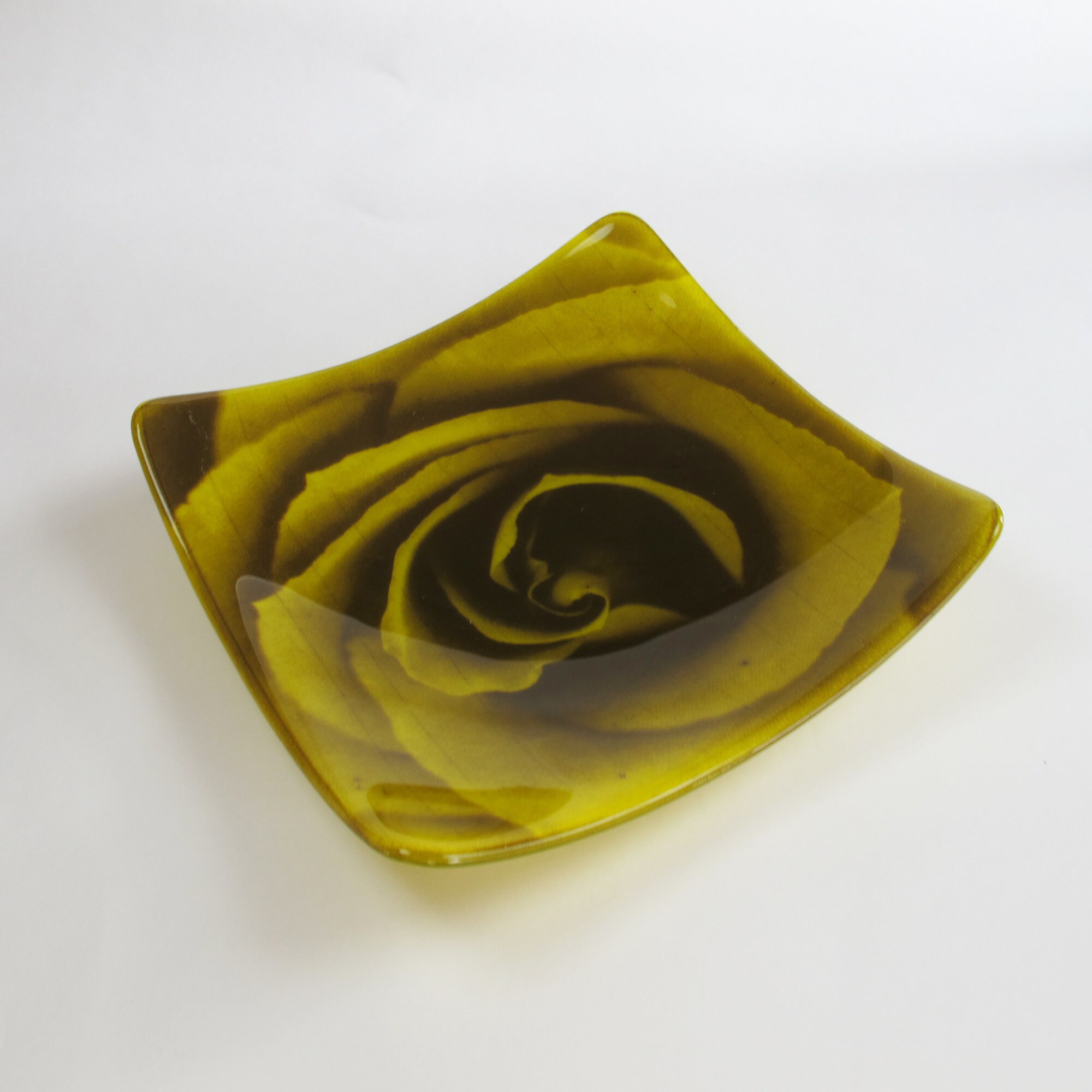 Silkscreen printing on glass Rose plate