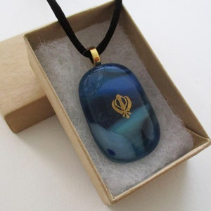 Tranquil Blues ~ Fused art glass pebble pendant with silver filled non-tarnish wire