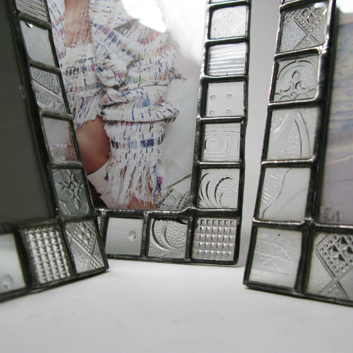 Stained Glass Picture Frame 5x7 Clear Pattern Glass Etsy