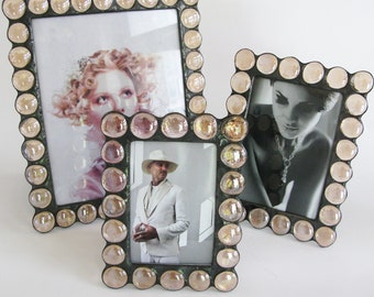 Picture frame - 4"x6" - 5"x7" - 8"x10" - Light peach color glass jewels