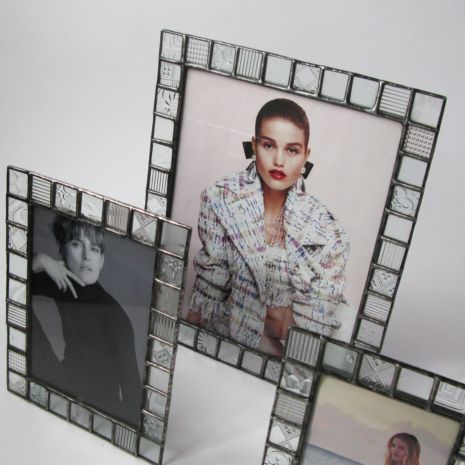 Stained Glass Picture Frame 5x7 Clear Pattern Glass Etsy