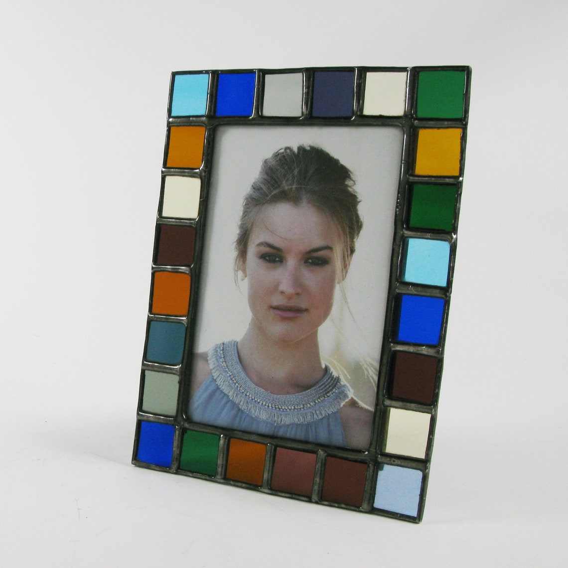 Stained Glass Picture Frame 4x6 Translucent Color Squares Etsy