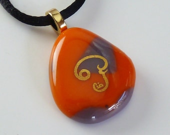 Tamil Om Pendant - Fused art glass - One of a kind