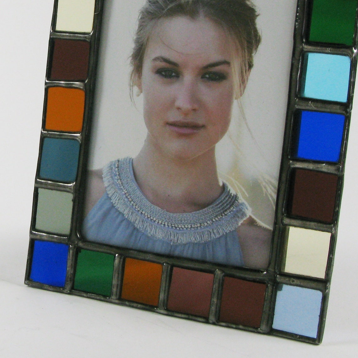 Stained Glass Picture Frame 4x6 Translucent Color Squares Etsy