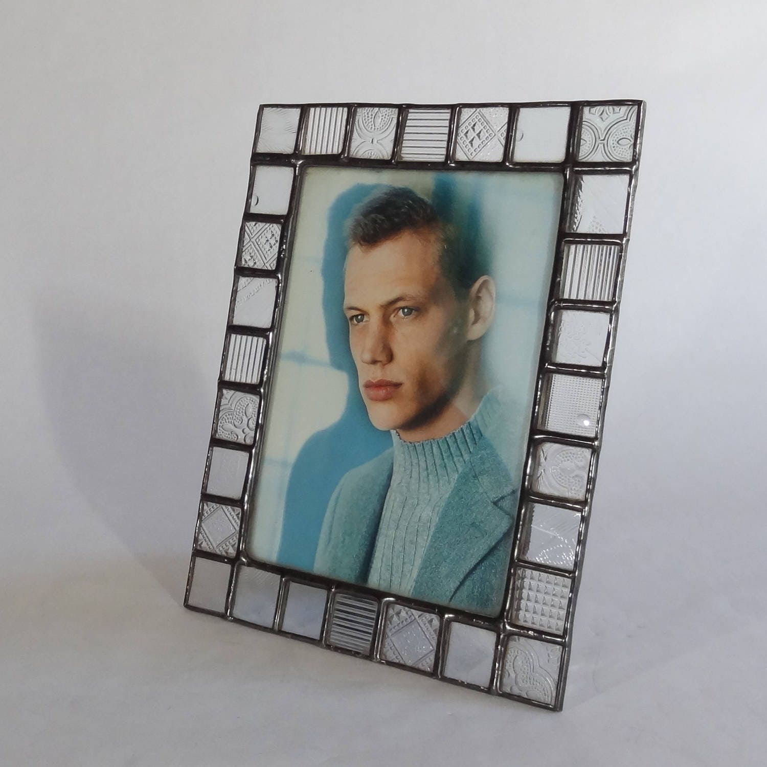 Stained Glass Picture Frame 5x7 Clear Pattern Glass Etsy