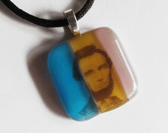 Abraham Lincoln pendant - Fused glass - One of a kind