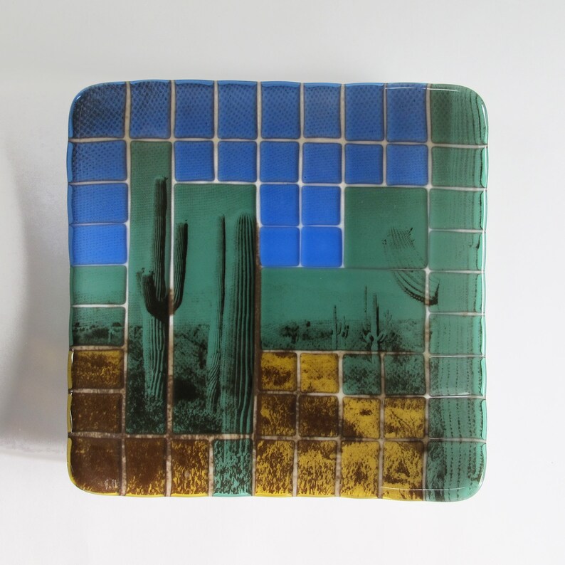 Saguaro Plate Silkscreen Printing on Glass Landscape Etsy