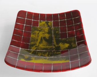 Stained glass plate - Indian Deity plate - Silkscreen printing on glass