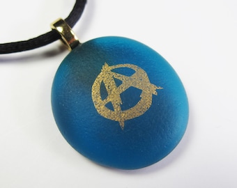 Anarchy necklace pendant - One of a kind - Glass and gold
