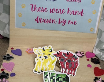 Handgetekende Minecraft-stickers