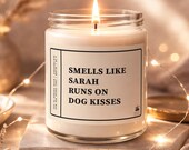 Custom Dog Kisses Fuelled Scented Candle Gift Personalized 9oz Soy