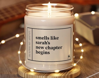 Custom New Chapter Begins Scented Candle Personalized 9oz Soy Graduation Gift