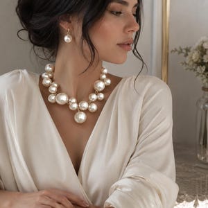 Elegant uttalandehalsband med imiterade pärlor för kvinnor | Grov pärlchoker | Brudhalsband med bröllop | Vintage pärlhalsband | Festsmycken