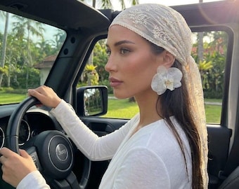 Chal de encaje floral con borlas, elegante pañuelo nupcial, alternativa al velo de novia, accesorios de playa, pañuelo de verano.