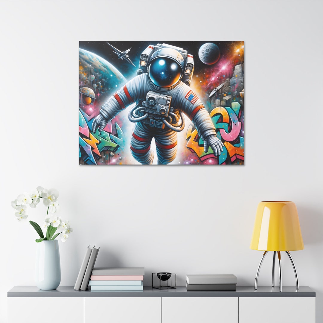 Graffiti Astronaut Painting Canvas Stretched, 1.5'' - Etsy