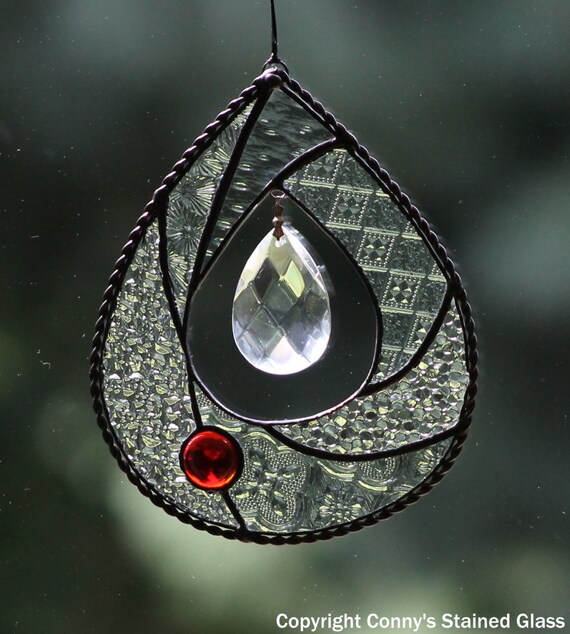 Teardrop Stained Glass Suncatcher Etsy