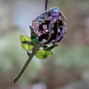 Black Iridescent Rose Suncatcher
