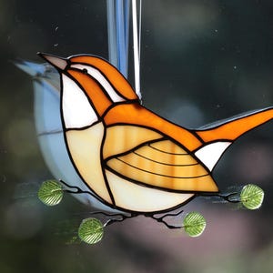 Carolina Wren Stained Glass Suncatcher
