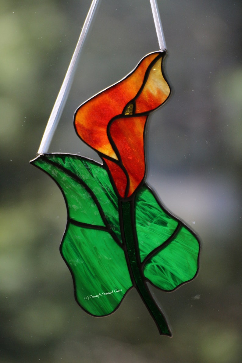 Calla Lily Flower Stained Glass Suncatcher Etsy