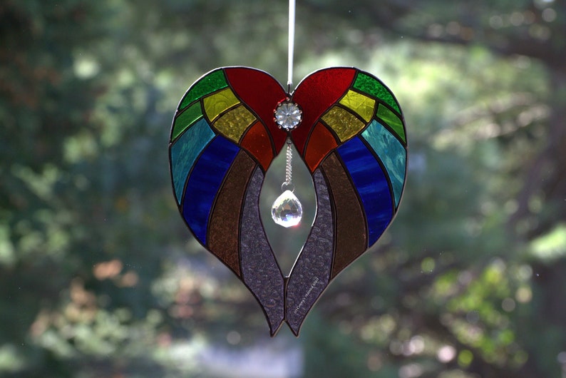 Arc-en-ciel Angel Wings Stained Glass Suncatcher image 0