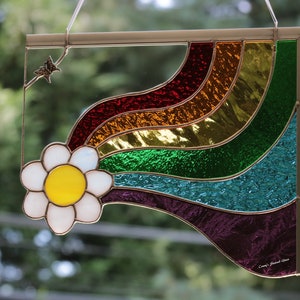 Rainbow Daisy Stained Glass Suncatcher