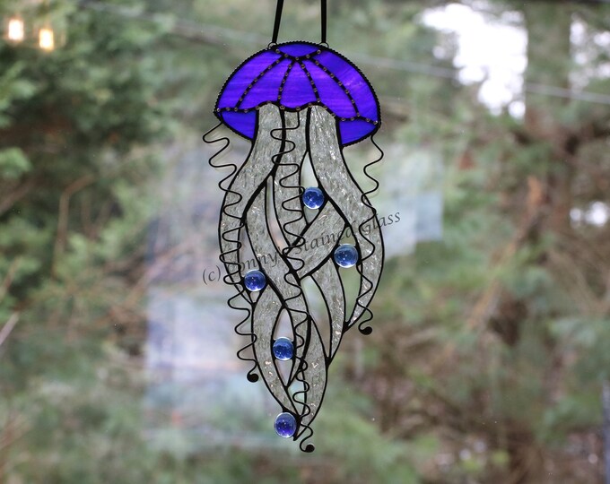Jellyfish Stained Glass Suncatcher original Design Etsy