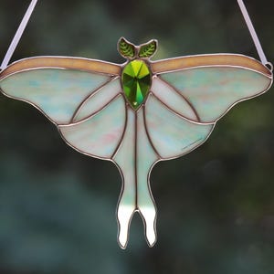Luna Moth Stained Glass Suncatcher