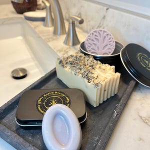 Ultimate Lavender Spa Gift Set, Massage Bar, Face Serum Bar, XL Soap Bar, Handcrafted, Synthetic-Free, Moisturizing for Relaxation, Sleep,